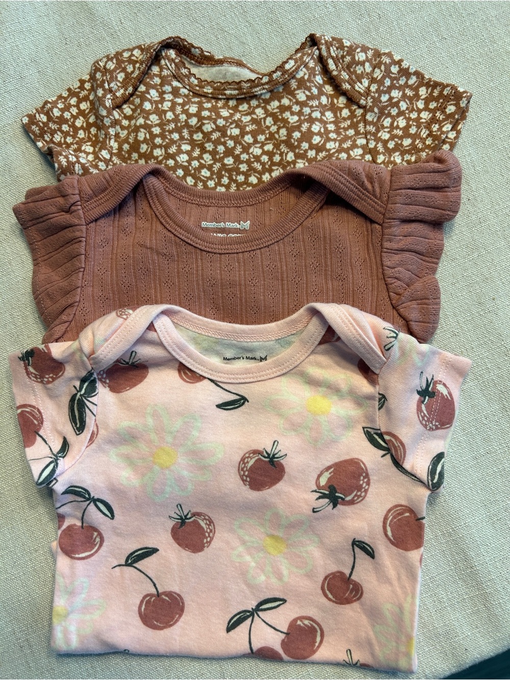 Member’s Mark Carter’s Baby Girl 3M Organic Cotton Bodysuit Lot
